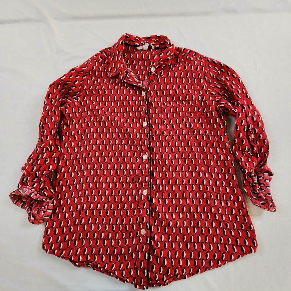 Victoria's Secret Red Penguin Button Down Pajama Top Women's S